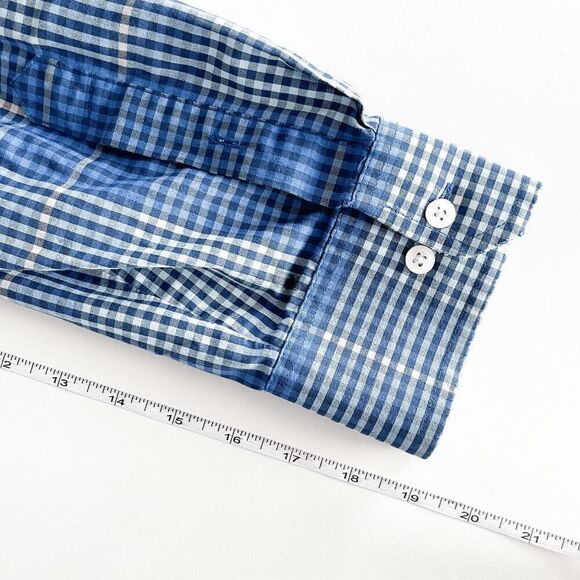 Izod Mens Plaid Non Iron Stretch Long Sleeve Button Down Shirt Blue XL - Picture 7 of 8